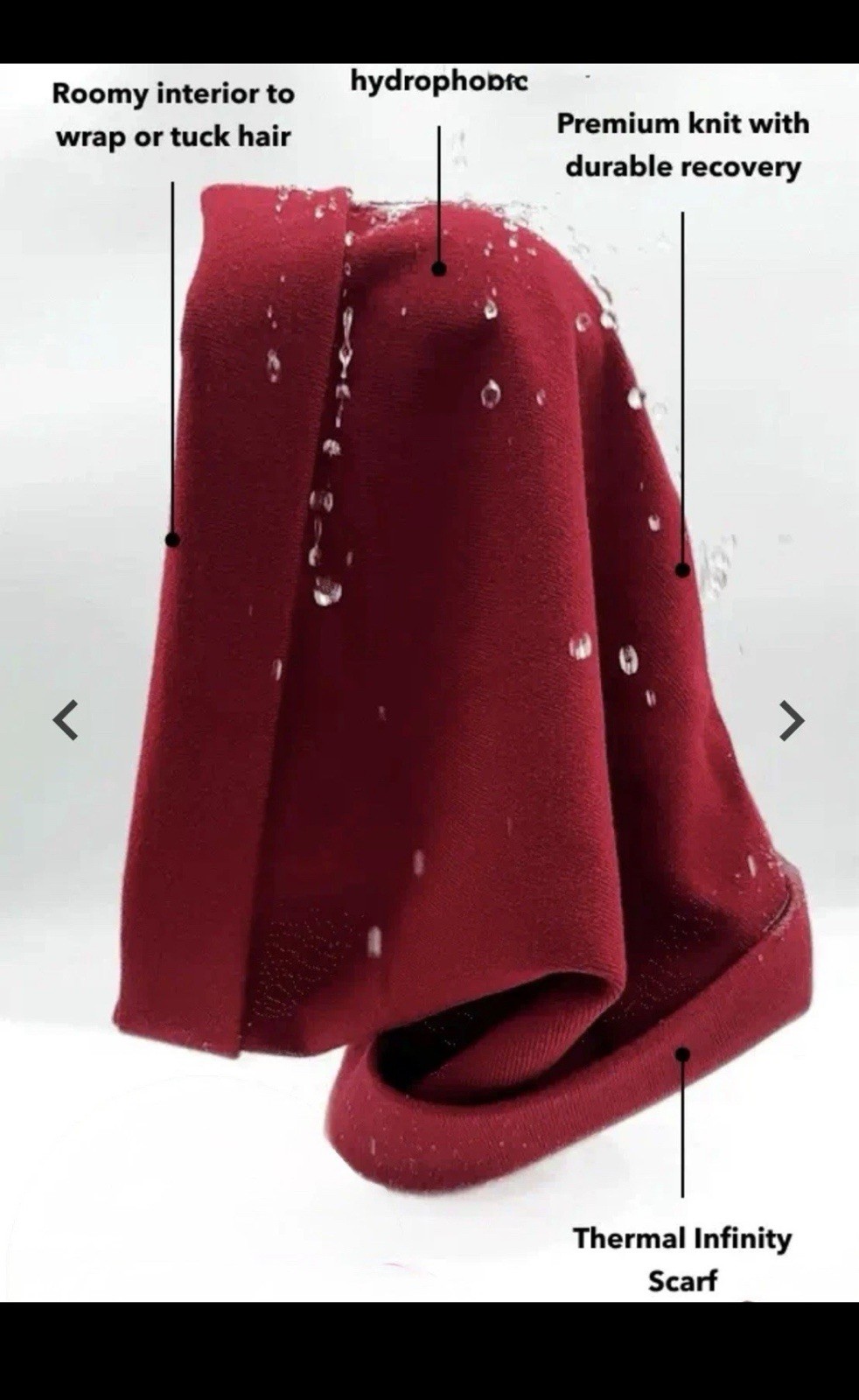 Hairbrella Satin Lined, Waterproof Infinity Rain Scarf - Black