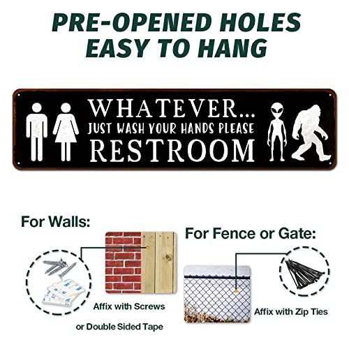 Funny Restroom Sign | 4"x16" Metal Tin | All Gender Just Wash Your Hands Please