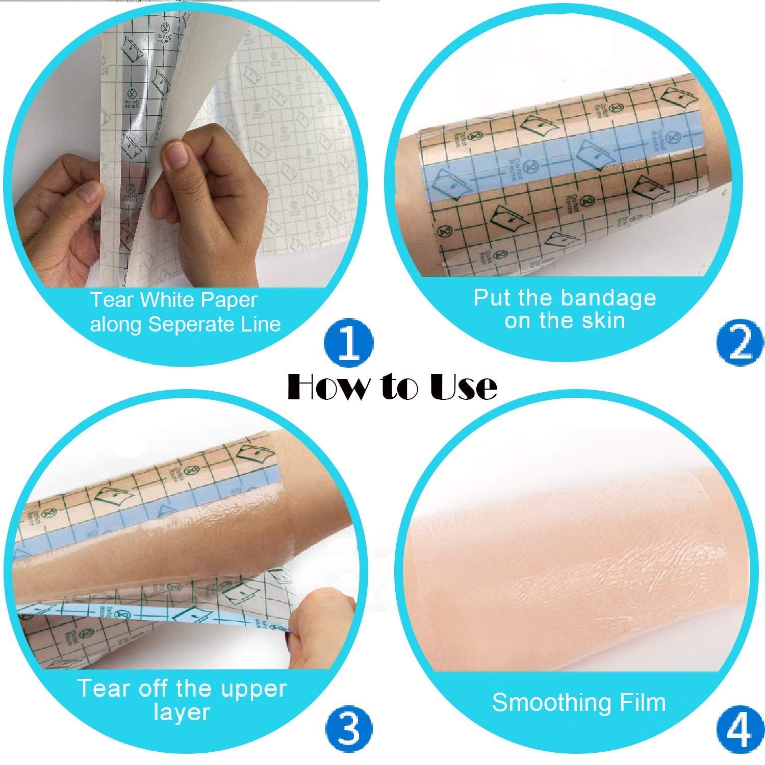 Tattoo Aftercare Bandage Roll 4" x 8 Yard - Second Skin Transparent Repair Adhes