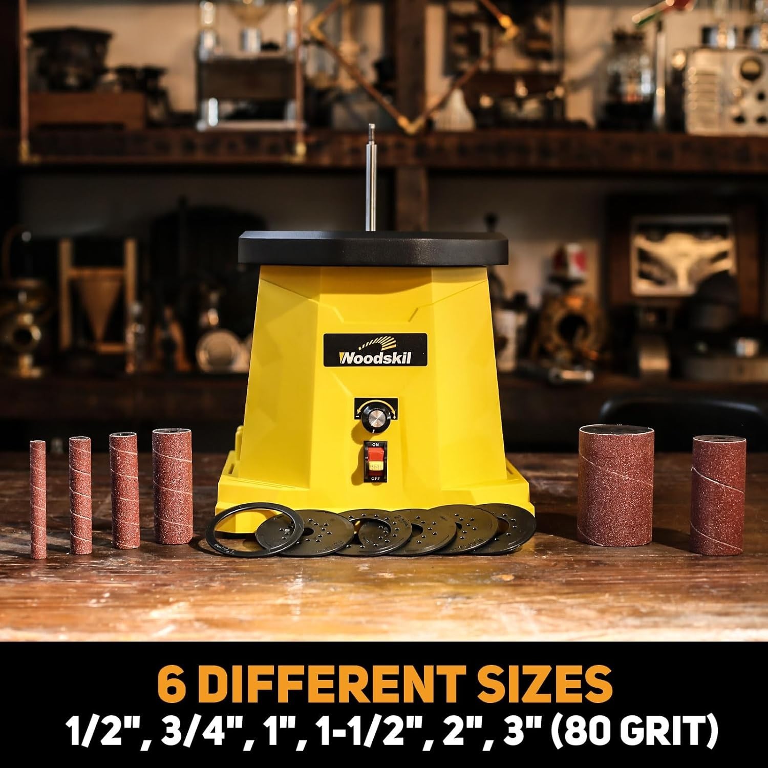 1000-1800RPM 4A Variable Speed Oscillating Spindle Sander with Sanding Sleeves