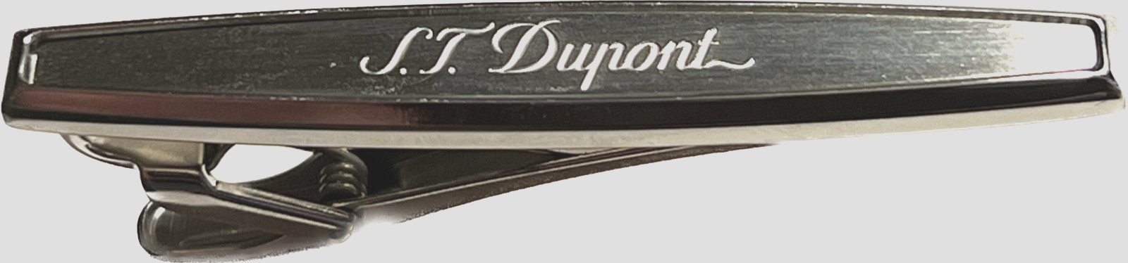 S.T. Dupont Brushed Palladium Tie Bar / Clip Engraved Logo 005709 New In Box