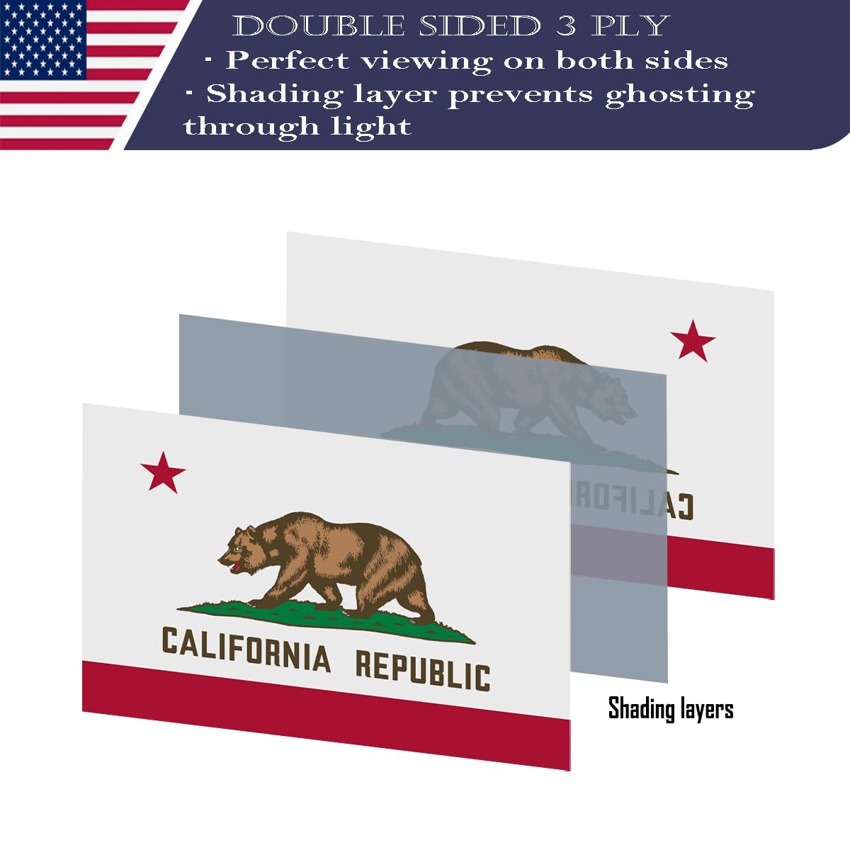KUOKIP California Republic State Flag 4x6 FT Made in The USA-Heavy Duty Vibrant
