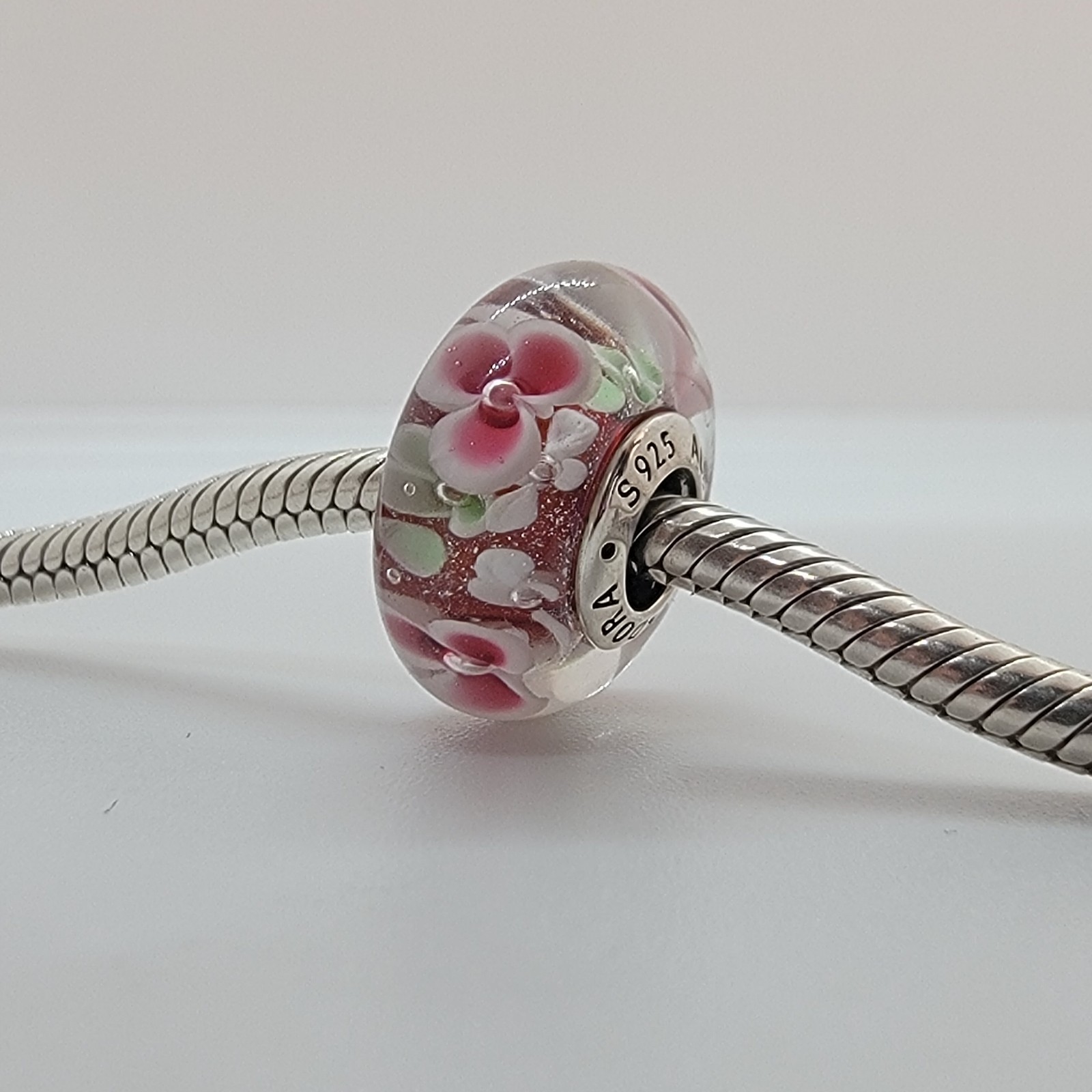 Pandora Garden Flowers Murano Glass Charm