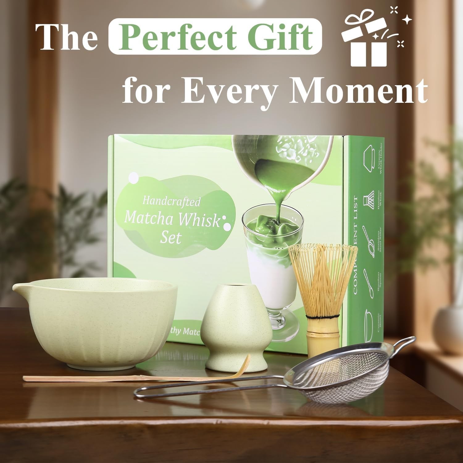 Matcha Whisk Set, Matcha Bowl with Spout, Matcha Whisk & Holder, Stainless