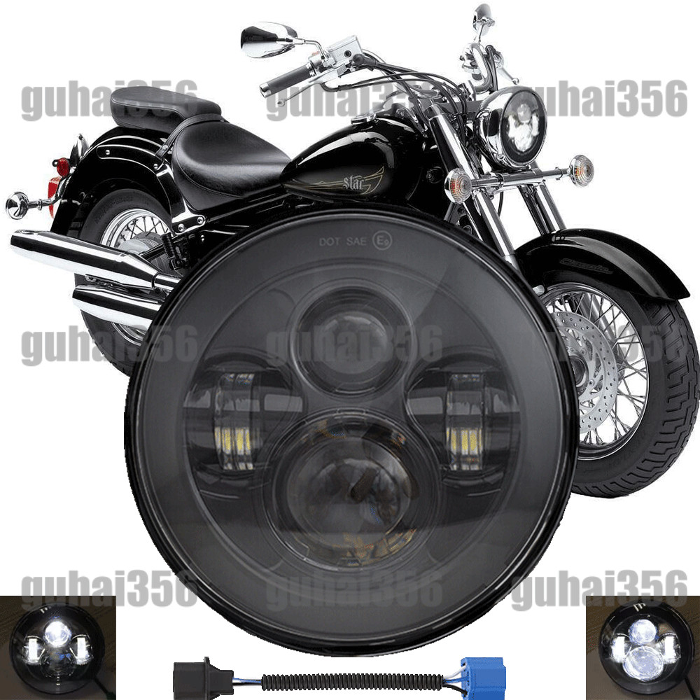 7"inch LED Headlight Projector Hi/Lo Beam for Yamaha V-Star XVS 650 1100 Classic