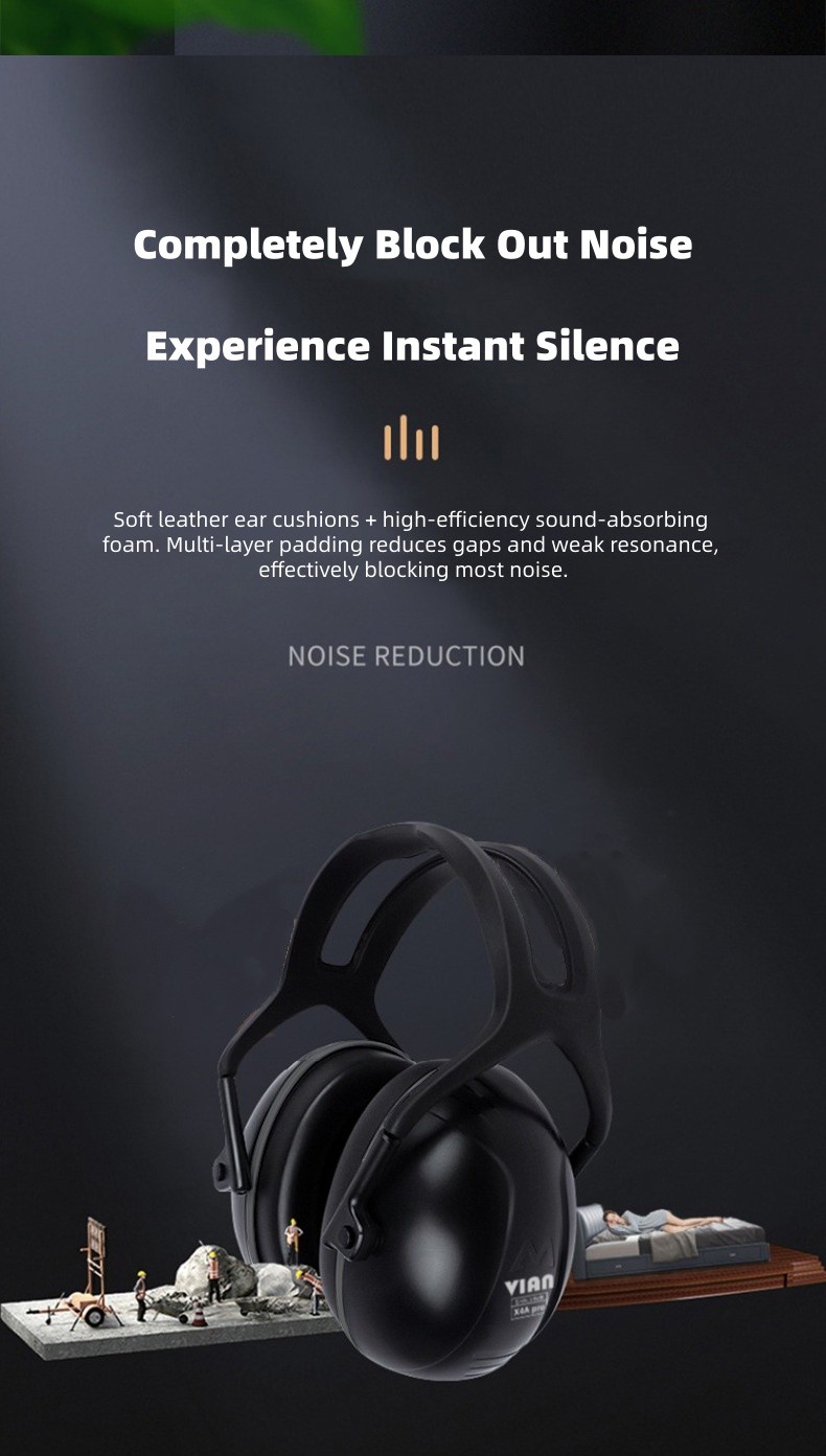 Noise Reduction Ear Muffs Soundproof Headphones for Study Work Industrial 31dB