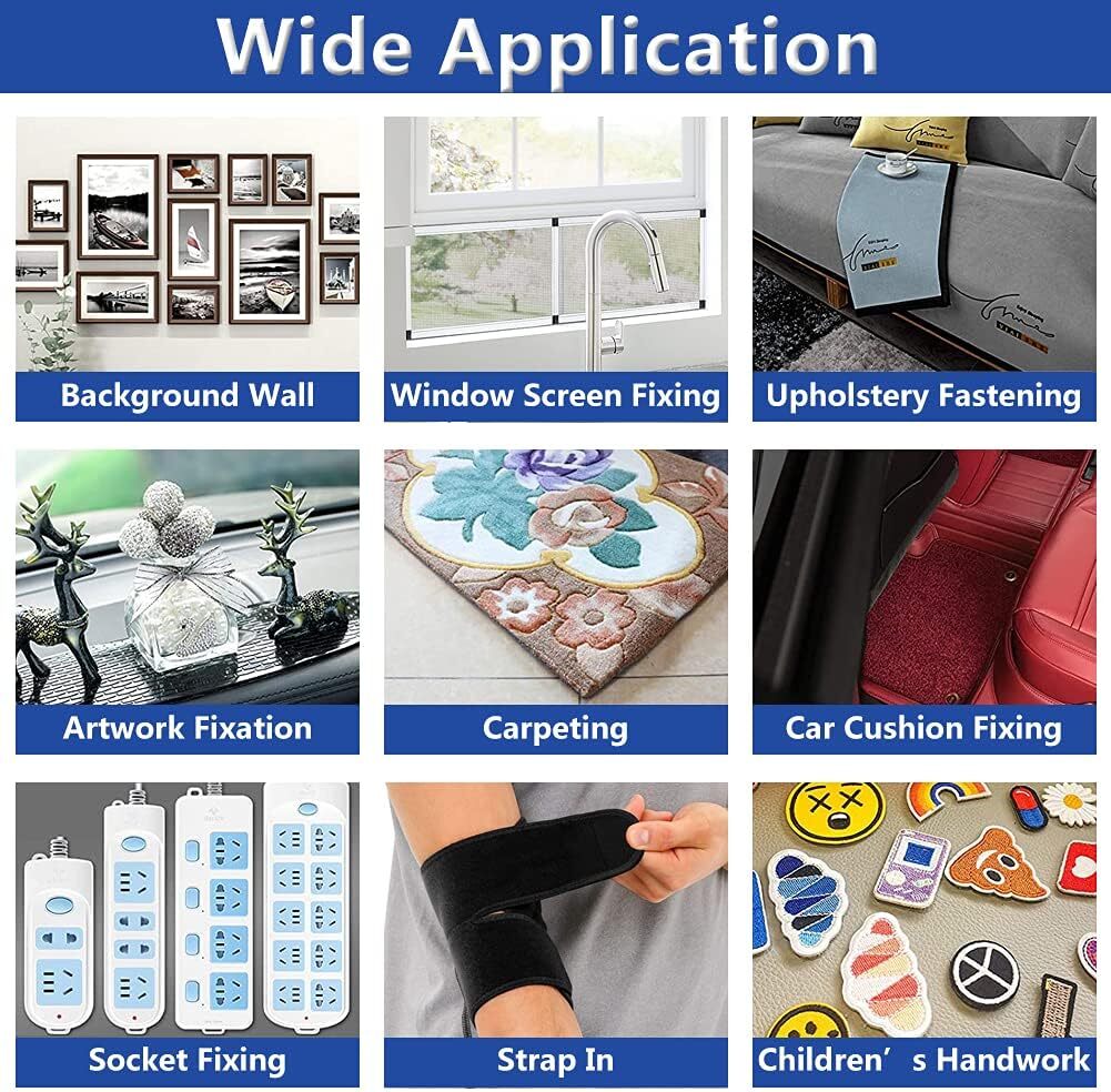 16.4FT Hook and Loop with Strong Self Adhesive Tape Strip Back Fastener Roll US