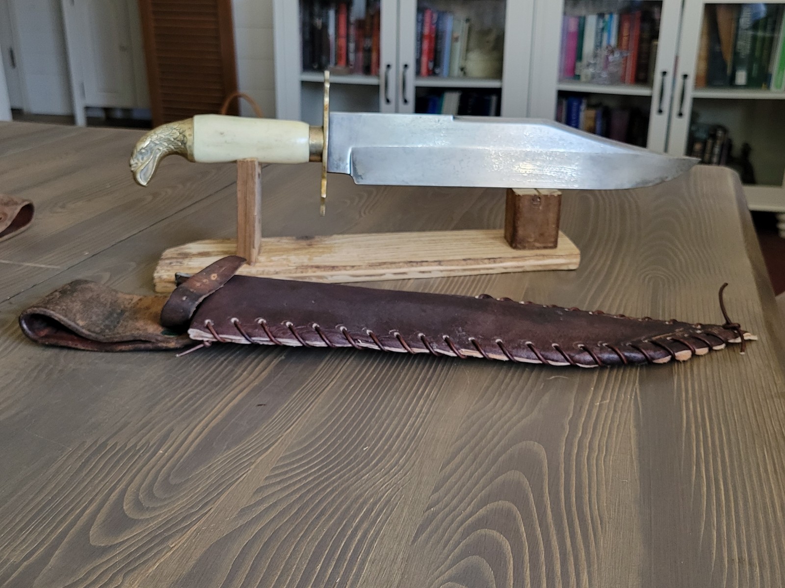 Post Civil War Eagle Head Bowie Knife with Custom Sheath