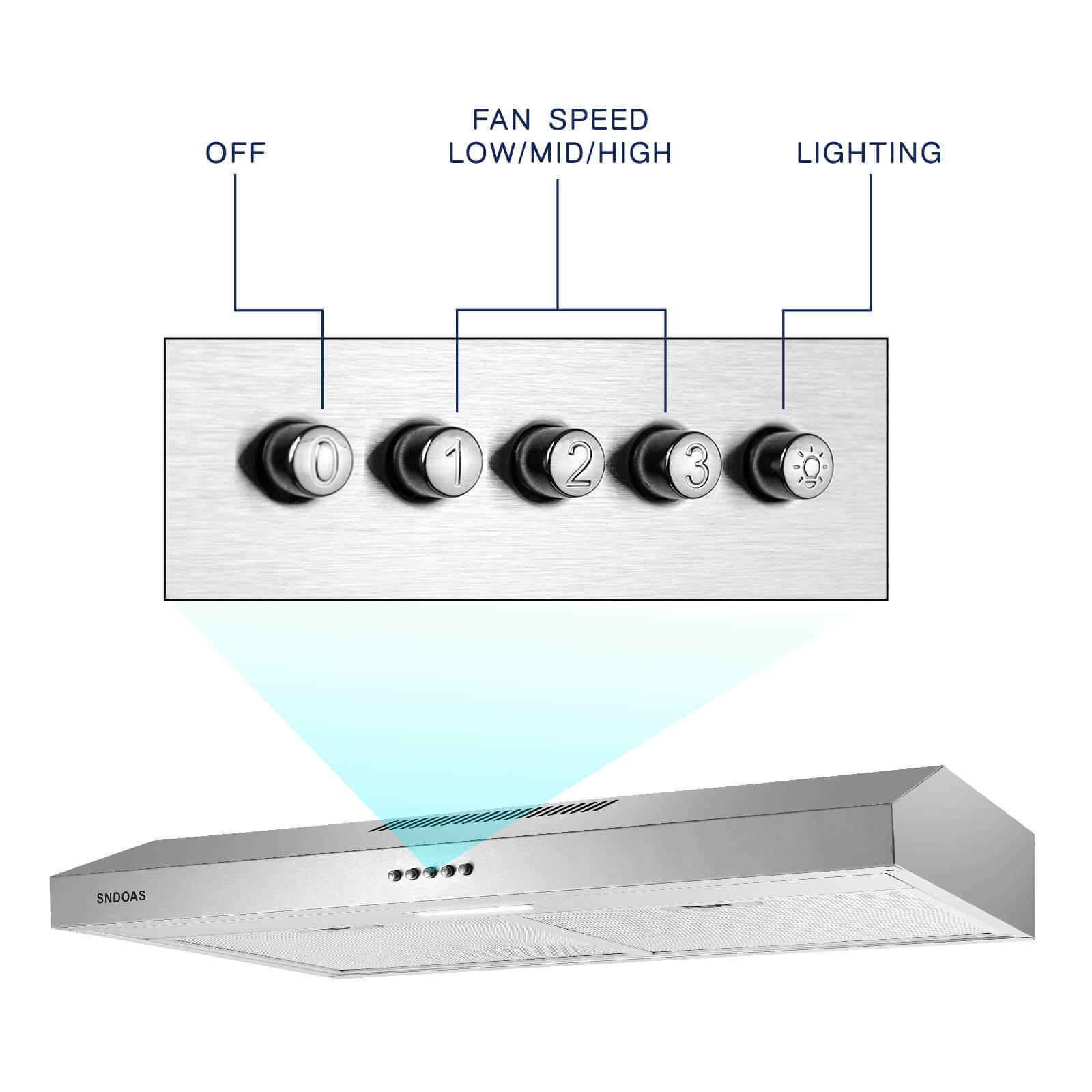 Kitchen Range Hood 30 inch Under Cabinet Cook Vent 230CFM Fan Ducted/Ductless