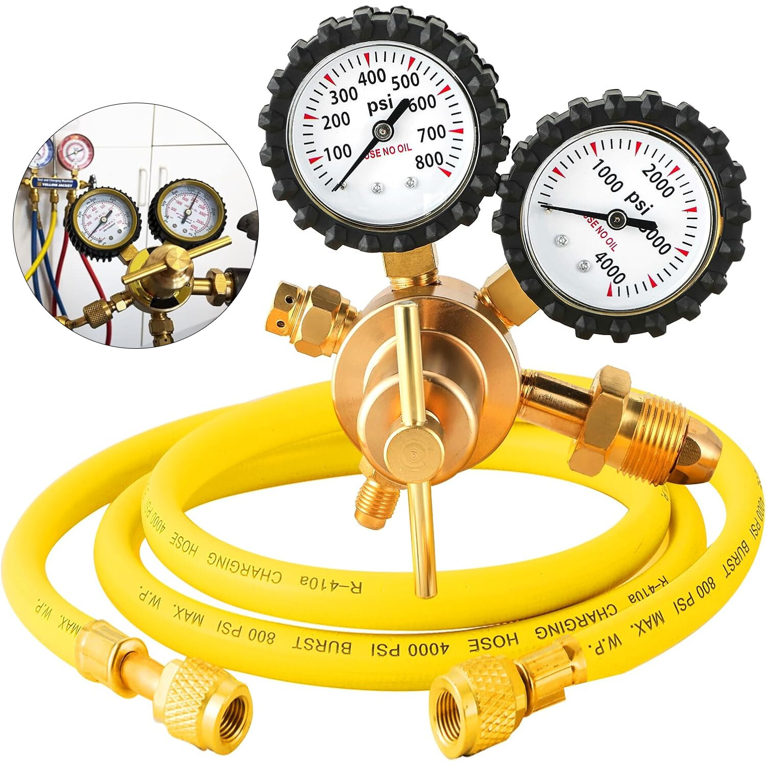 Nitrogen Tank Regulator for Hvac Purge w/ 0-800 PSI Delivery Pressure Equipments
