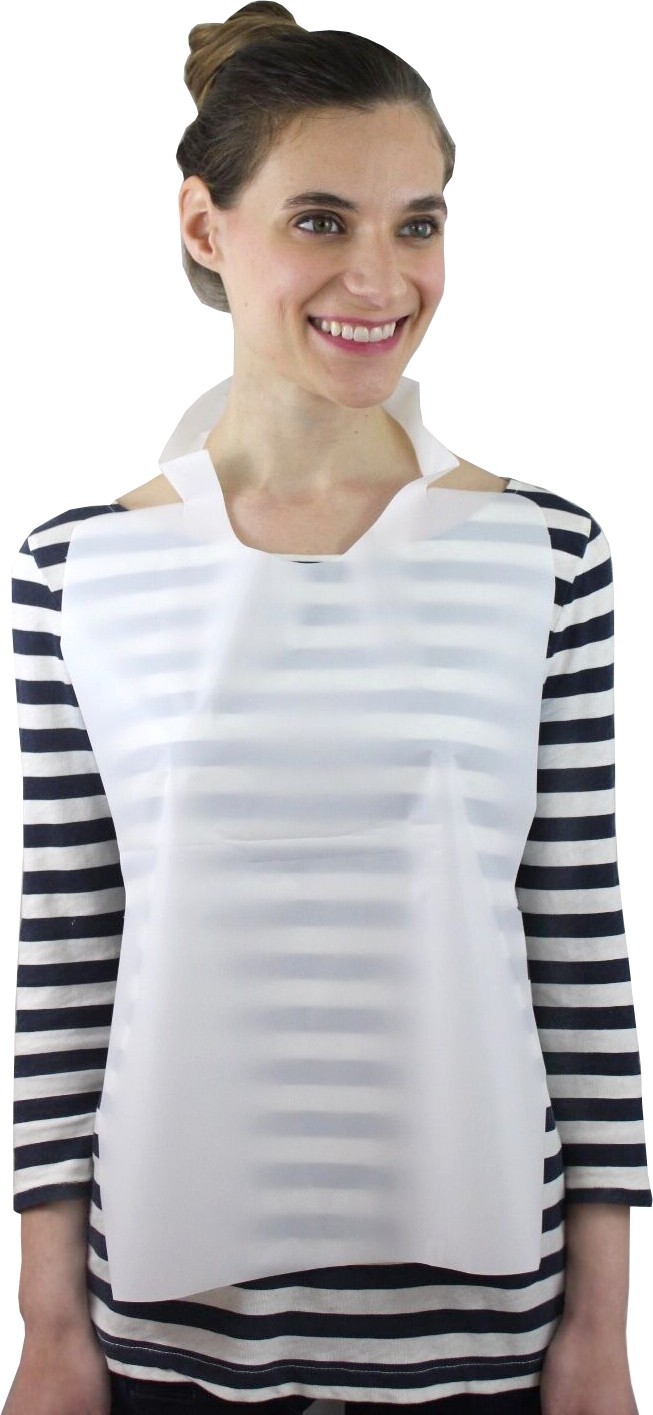 100 Pack White Disposable Adult Plastic Bib