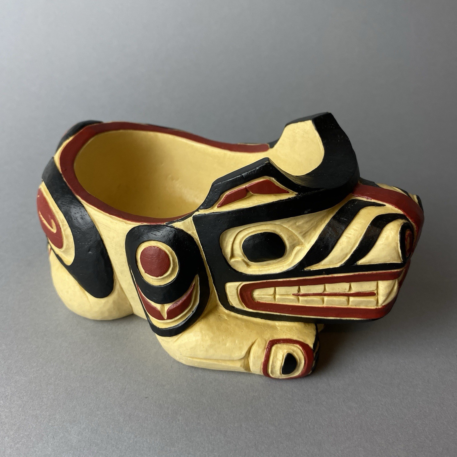 Potlatch Bowl Bear BOMA Hand Painted Art Northwest Coast First Nations Canada