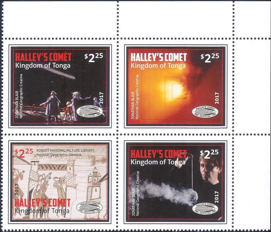 Tonga 2017 Halley's Comet/Space/Astronomy/Scientists 4v set (blk) (b8001t)