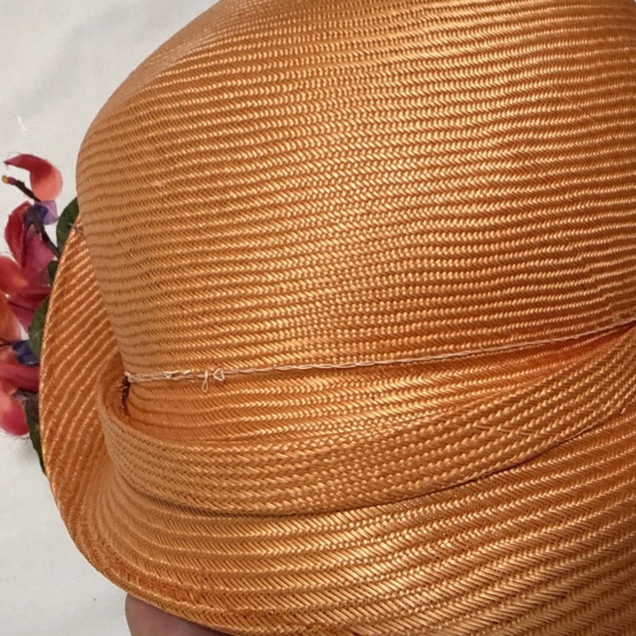 Vintage Jack McConnell Red Feather Edition Hat Floral Boho Derby Designer EUC