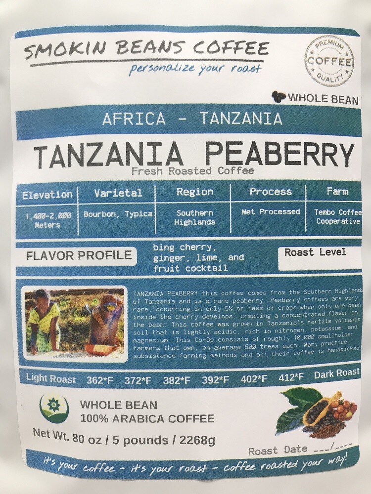 8oz/5lb - Tanzania Peaberry – African – Premium Fresh Roasted To Order Coffee