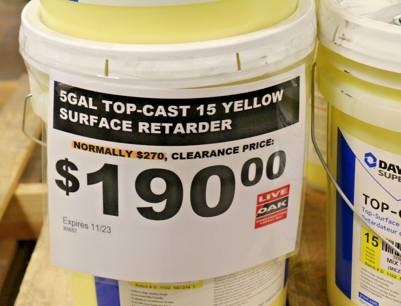 Dayton Superior Top-Cast 15 Yellow 5Gal Surface Retarder *Expired*
