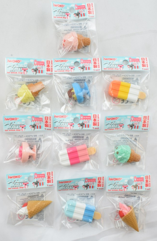 Iwako Ice Cream Japanese Puzzle Pencil Eraser - 10pcs ER-ICE003