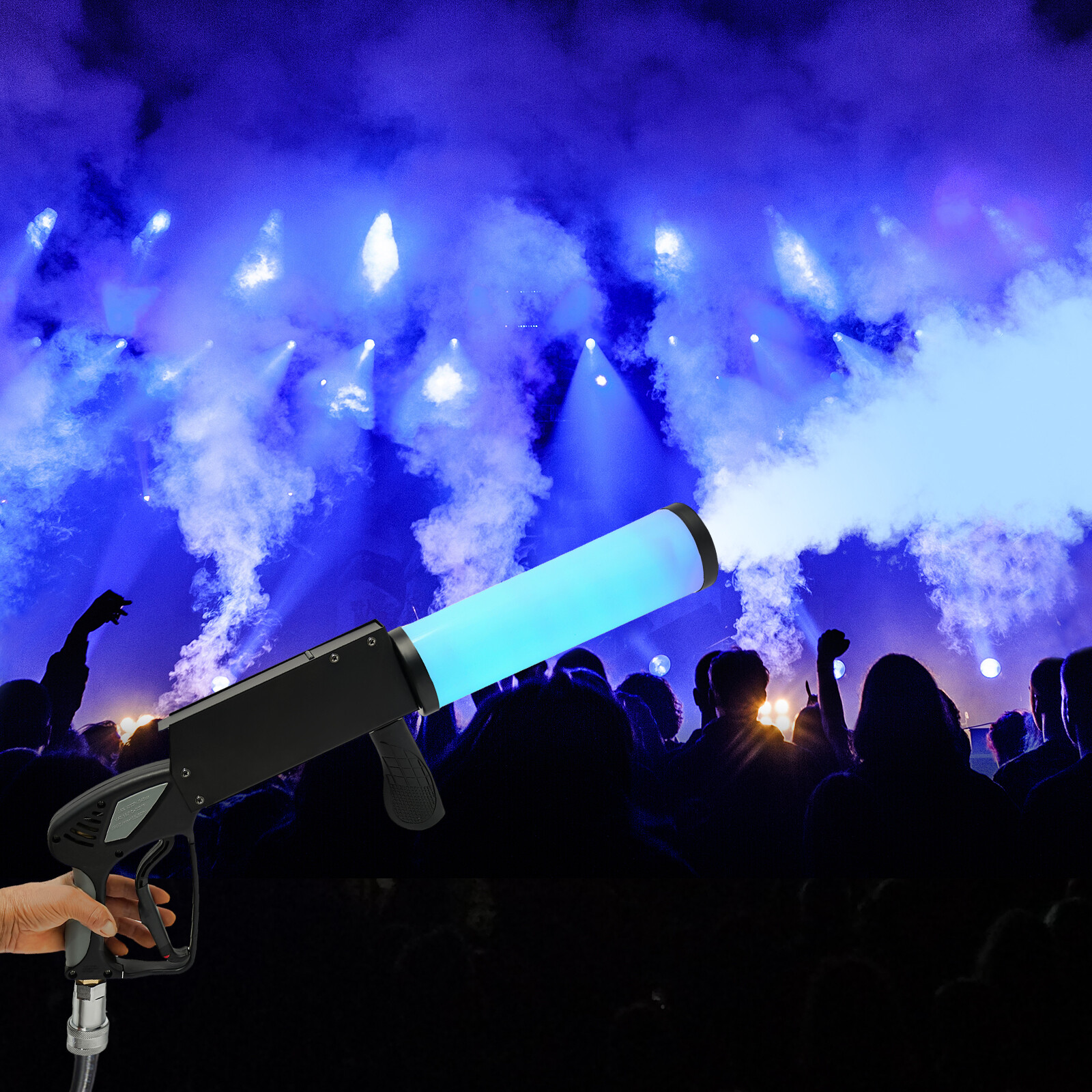 Handheld Fog Gun LED CO2 Fog Cannon Special Effects Fog Machine Gun Party Bar DJ