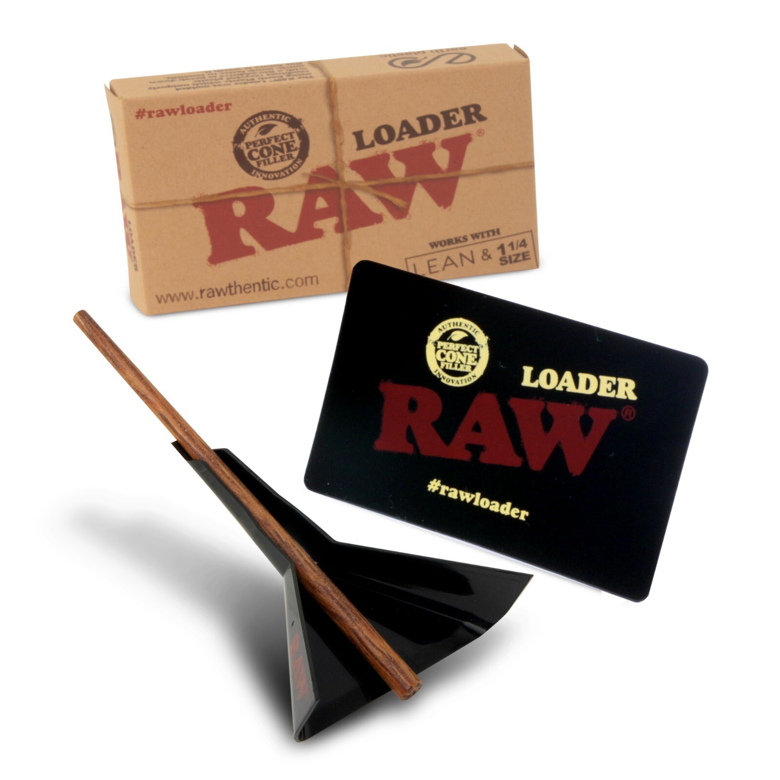 RAW Cone Loader for Lean and 1 1/4 with Scoop Card and Poker