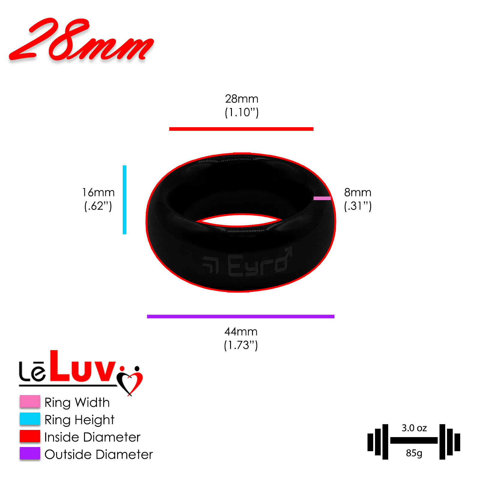 LeLuv Stainless Steel Donut Cock Ring - 22mm-64mm Inner Diameter Options