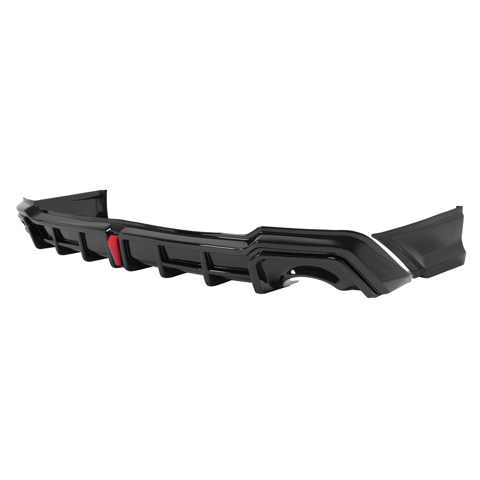 Rear Diffuser + Corner Spats W/LED For 2022-26 Honda Civic Sedan 4Dr Gloss Black