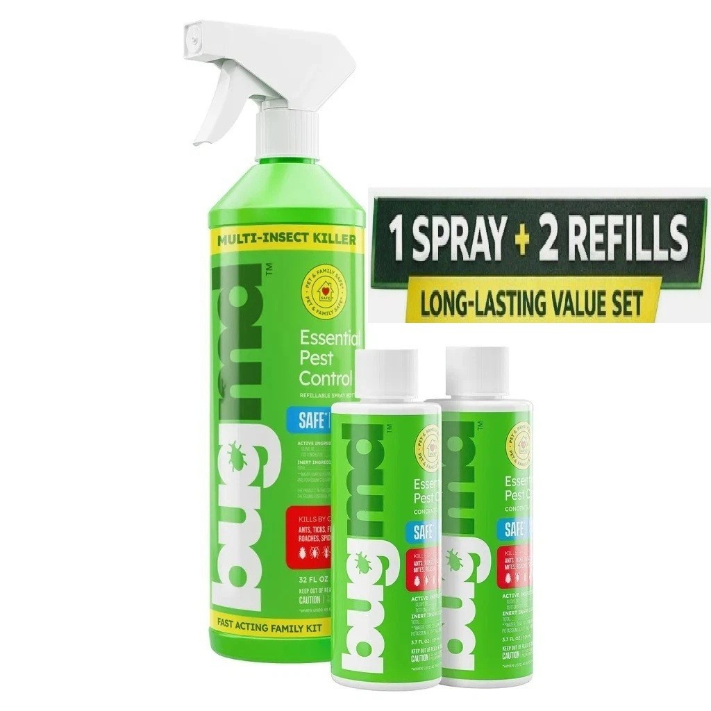 Bugmd PEST CONTROL Essential Oil Spray Kit for Home 32oz Bottle + 2 Concentrates