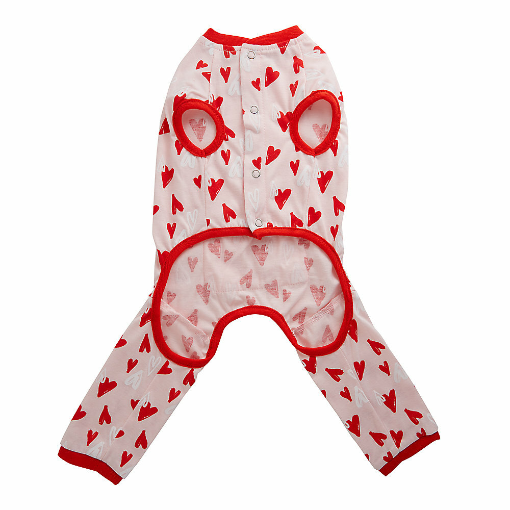 top paws Dog Valentine's Day one piece pajamas "Be Mine" Red hearts size x-small