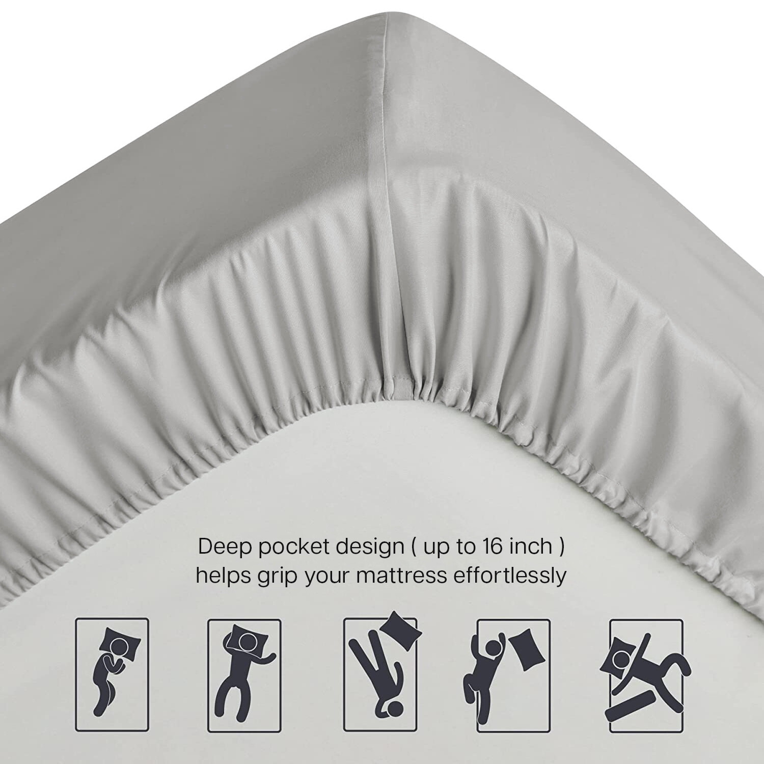 Fitted sheet King Size 16” Deep Pocket Easy Care Breathable Elastic Bed Sheets