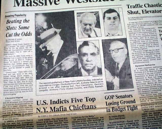 COMMISSION CASE New York MAFIA Crime Bosses Indictments Photos 1985 Newspaper