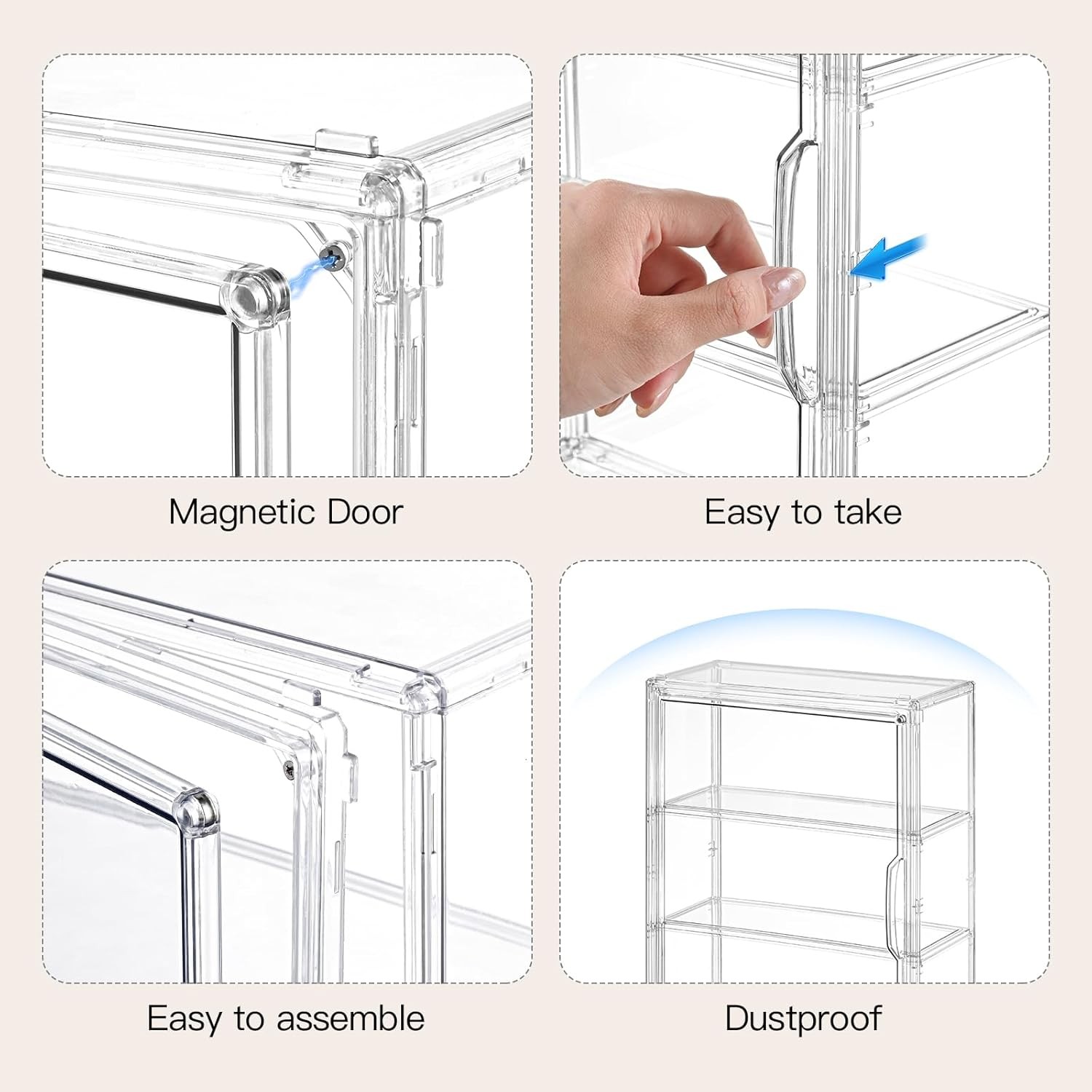3 Tier Clear Display Case for Figures, Wall-Mounted Acrylic Storage Organizer Bo
