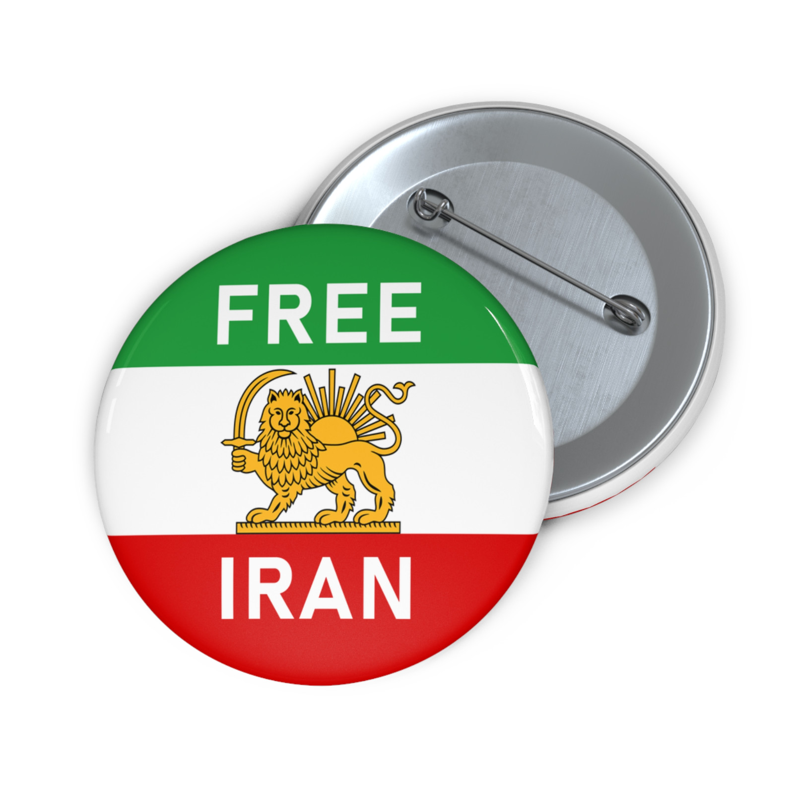 Free Iran Button Small to Large Lion Sun Protest Iran Flag Buttons Pins