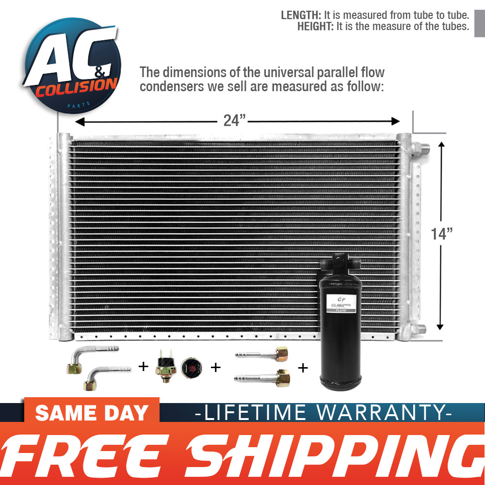 CNFP1424KT Kit A/C Universal Condenser Parallel Flow 14 x 24 with Receiver Drie