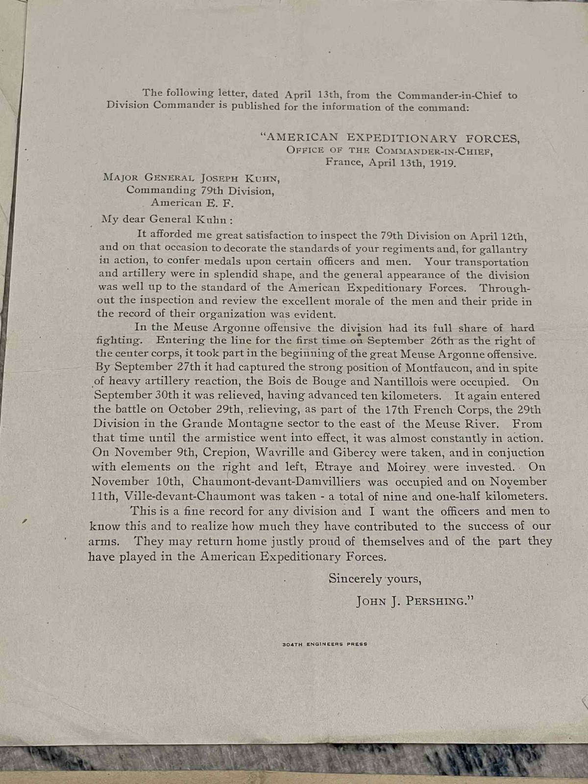WW1 WWI Army Military 79th Division 304 Engineer AEF Document Grouping Newspaper