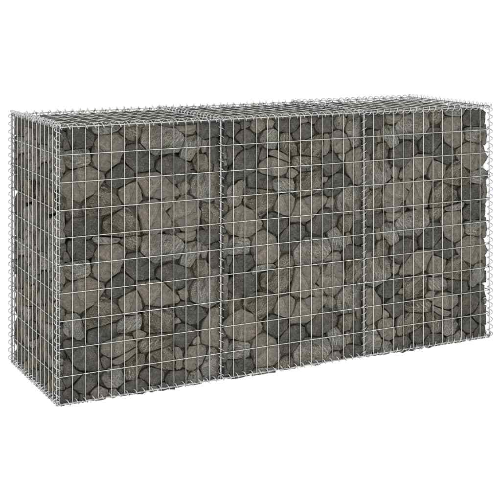 Gabion Wall Gabion Basket Post Gabion Wall with Covers Galvanized Steel vidaXL