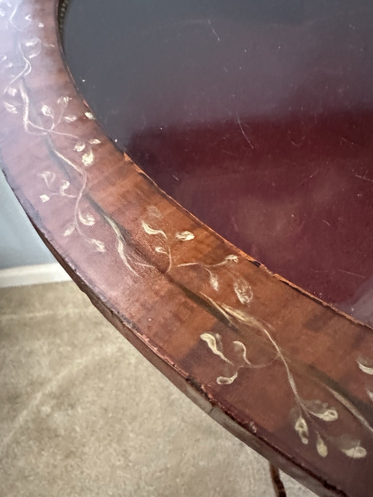 ANTIQUE FRENCH HEART SHAPED HAND PAINTED BIJOUTERIE DISPLAY TABLE