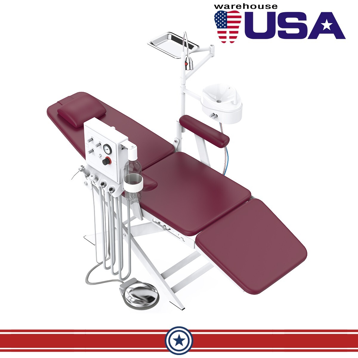 Silla portátil Dental+cubo de saliva+ turbine LED Light unidad dental portatil