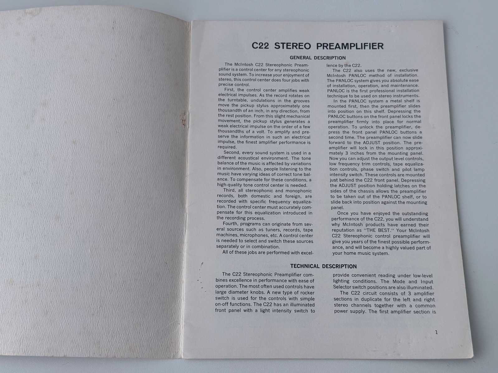 McIntosh C22 Owners Manual