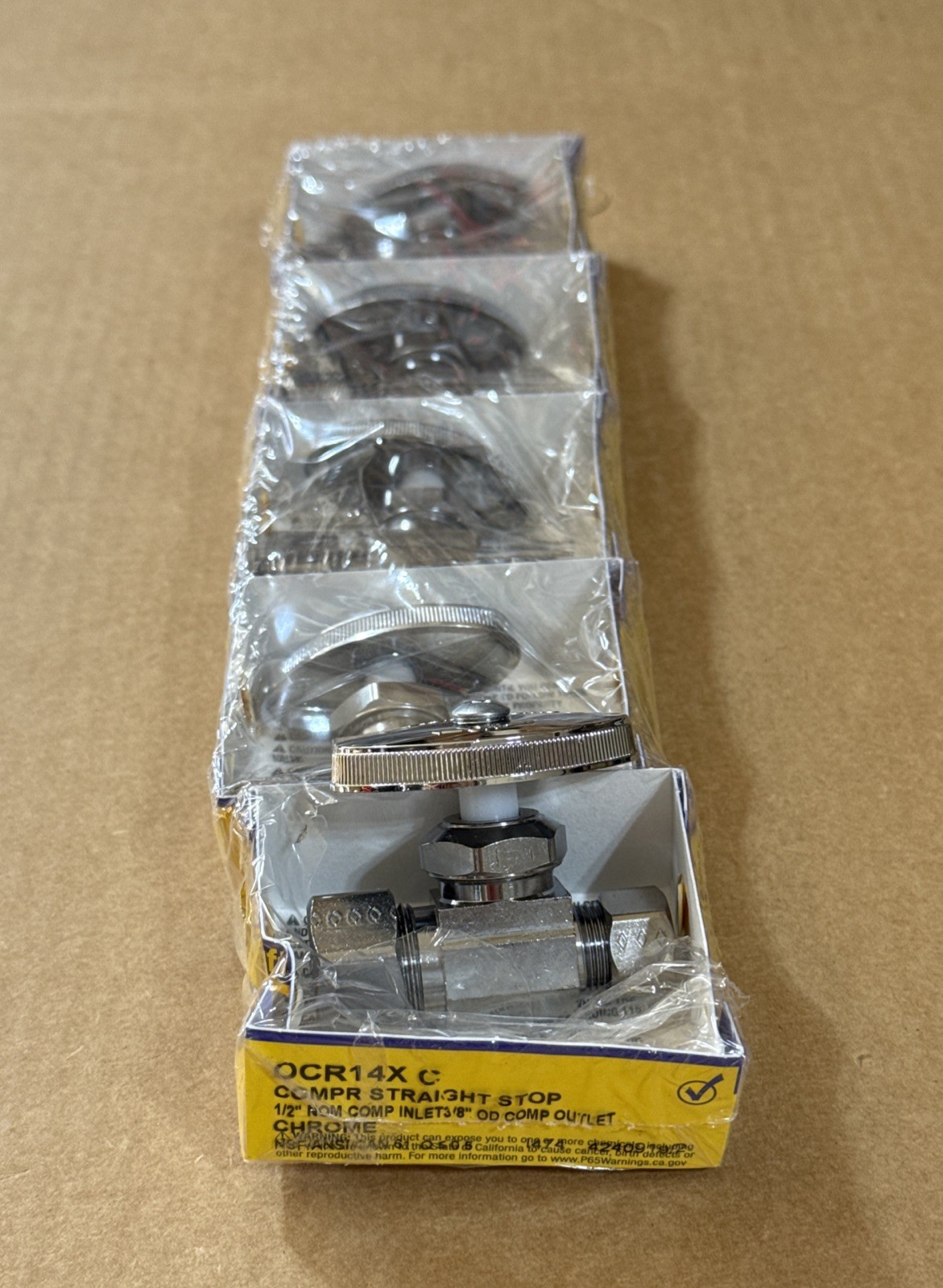 5-Pack BrassCraft OCR14X C  1/2 X 3/8 Compression Straight Stop Valve, New