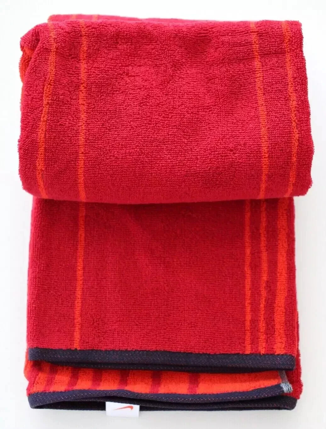Nike Striped Jacquard Towels 2 Pack Large Midnight Navy & Gym Red
