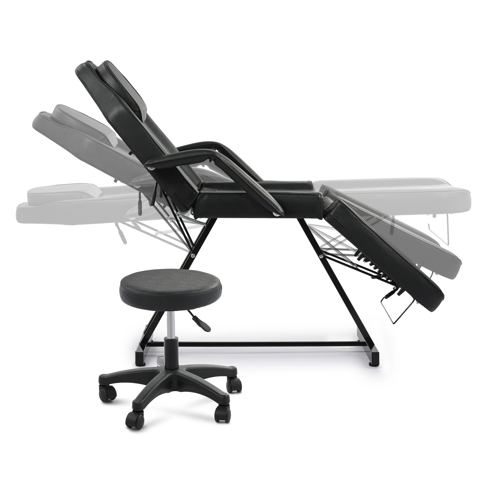 Adjustable Black Massage Chair+Stool Table Tattoo Facial Bed Barber Salon Spa