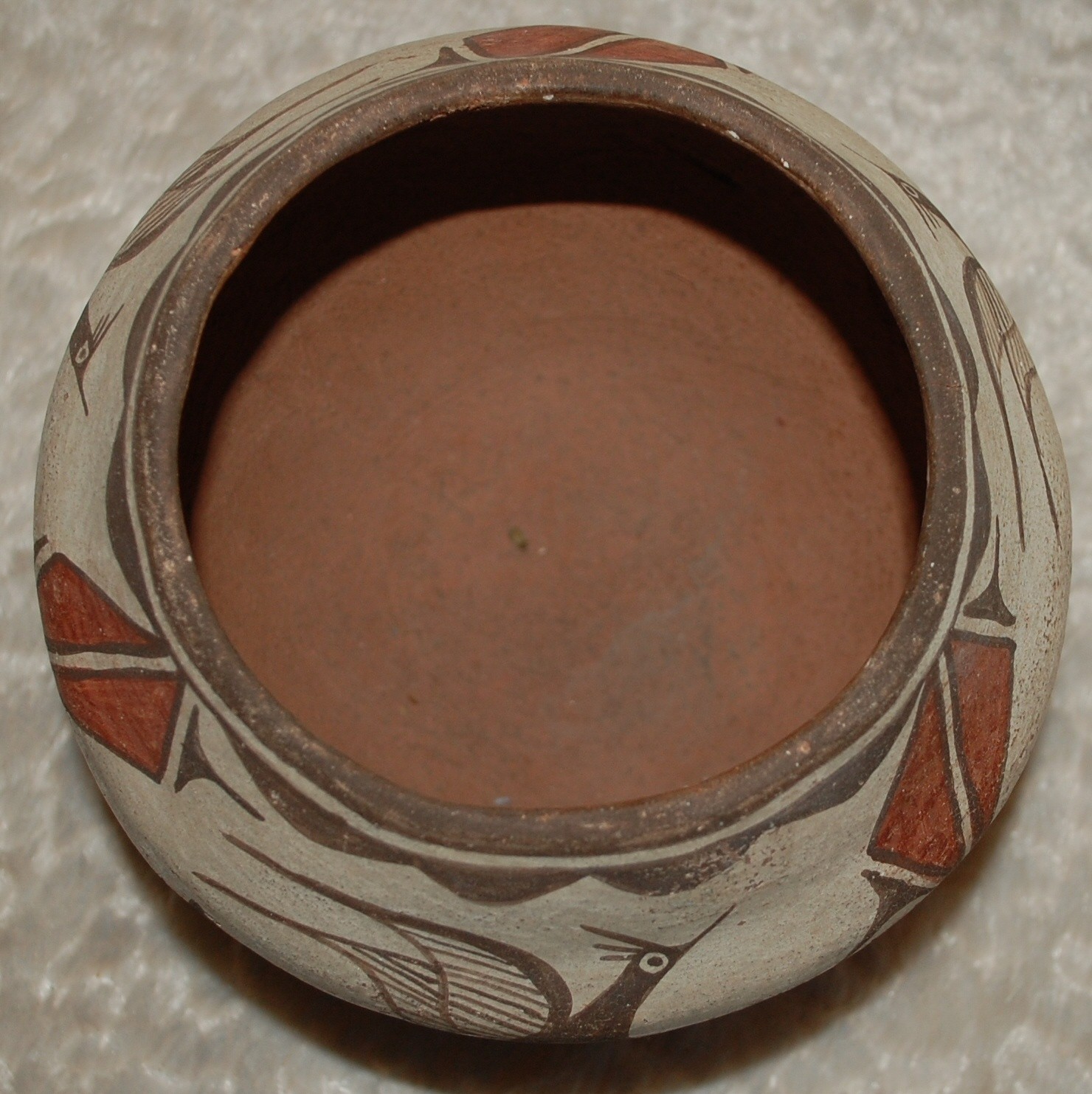 Early 1930-40's SEFERINA BELL Zia Pottery Bow w/Bird and Geometric designs