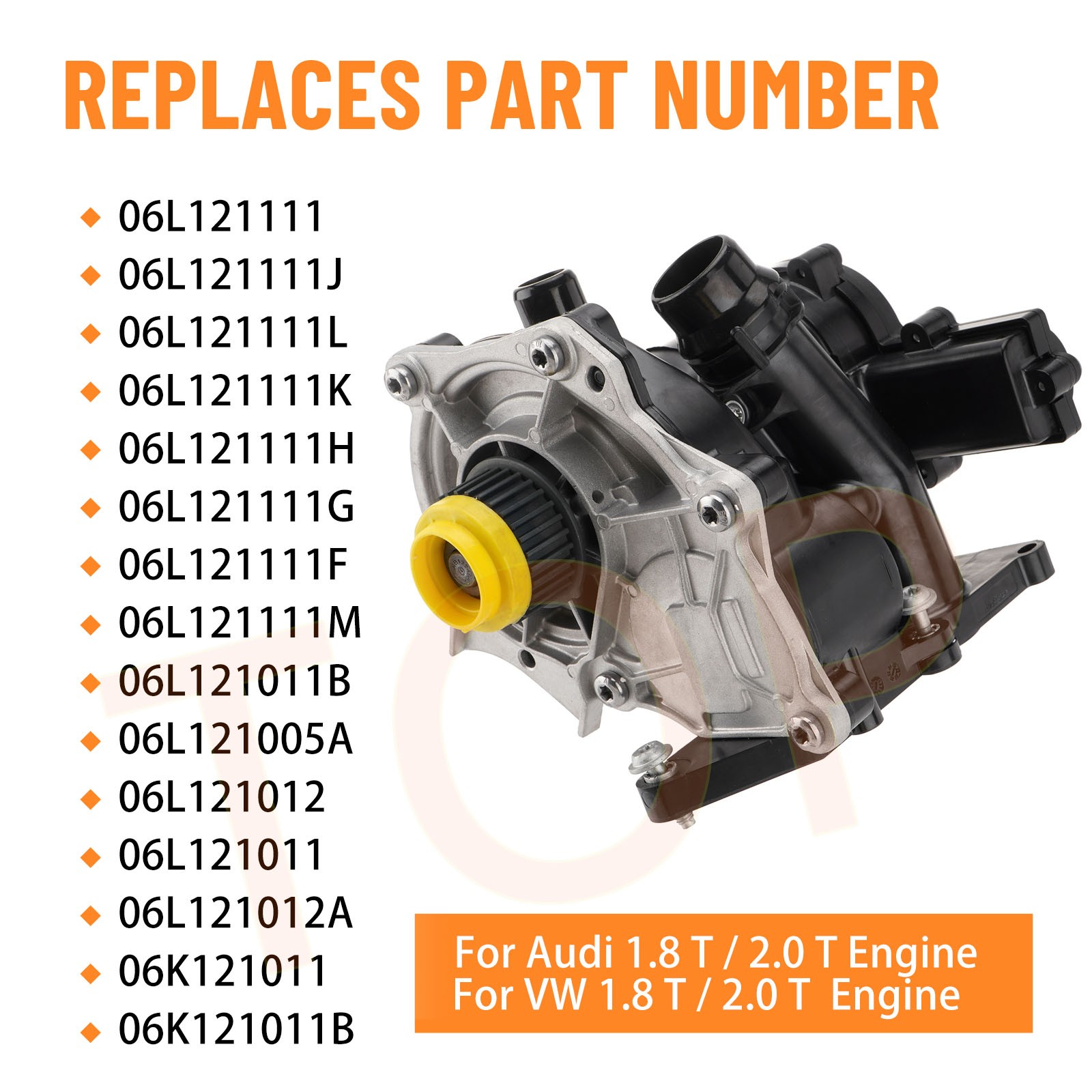 Engine Water Pump 06L121111H For A4 A3 TT VW Tiguan Jetta Golf GTI Beetle 2.0T