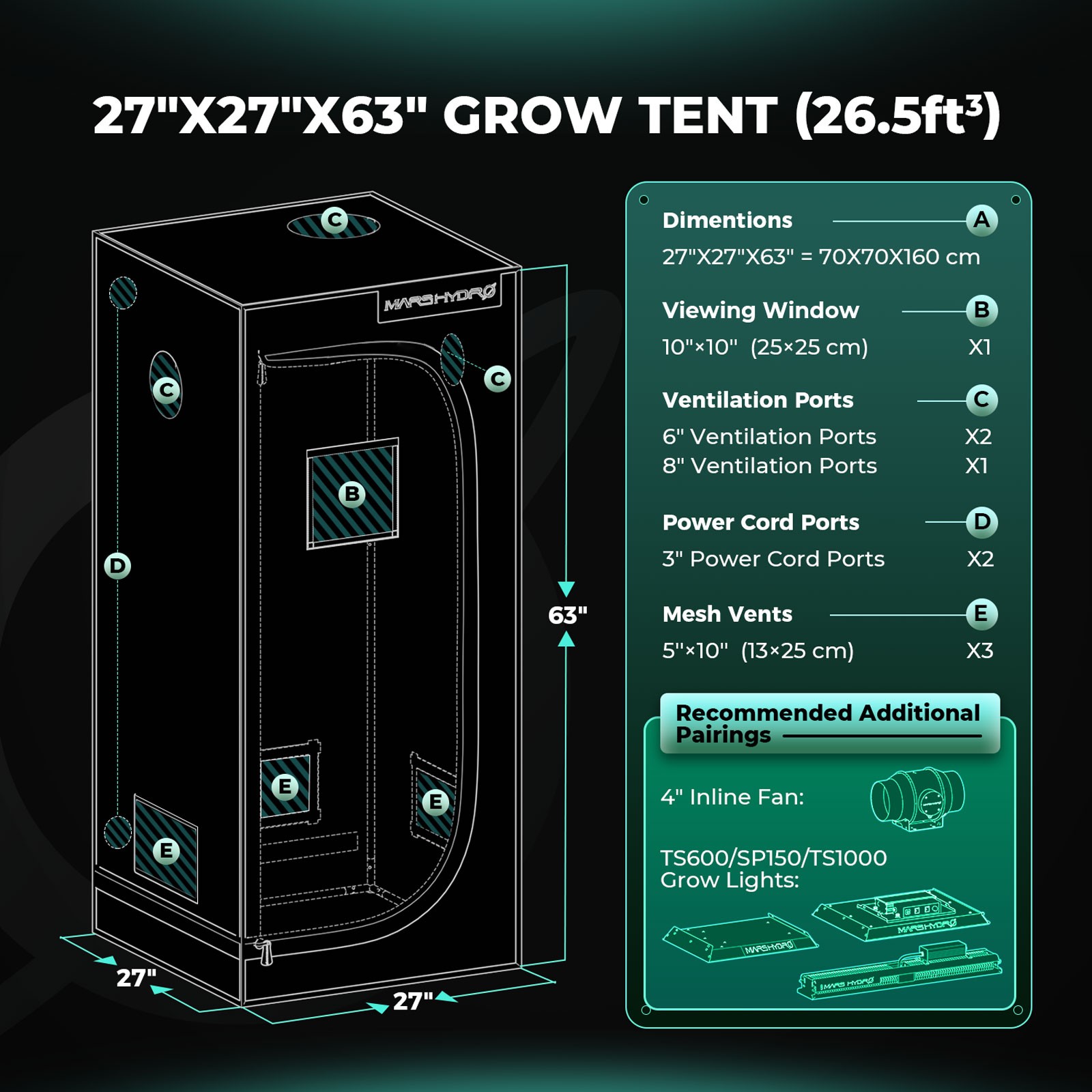 2025 Mars Hydro Smart Grow Tent Kits 2.6X2.6ft|150W LED|iControl Controller-APP