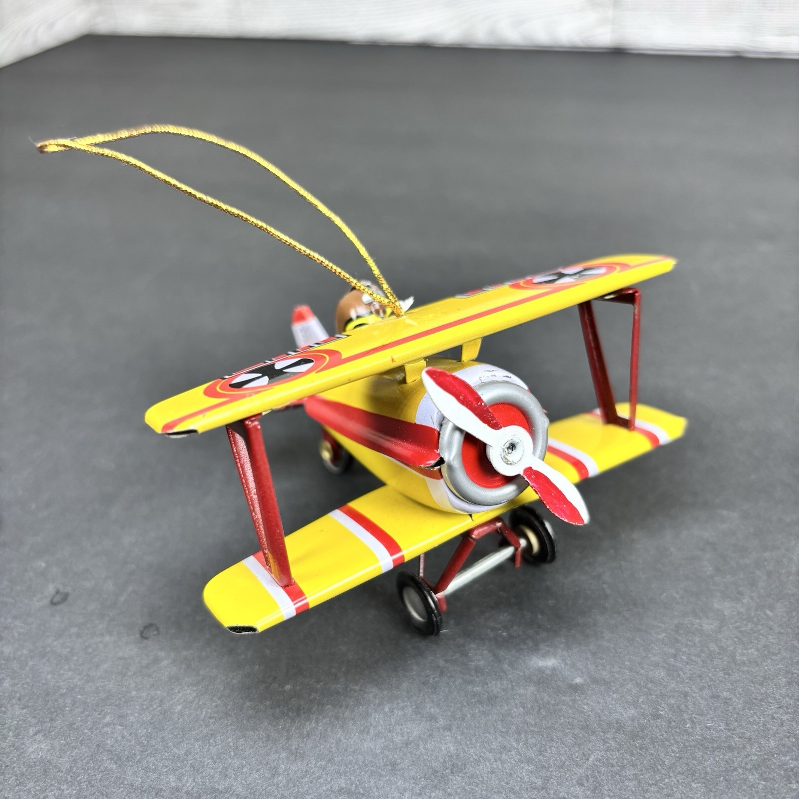 Schylling Bi-Plane Tin Toy Christmas Ornament Collector Series 3.5in