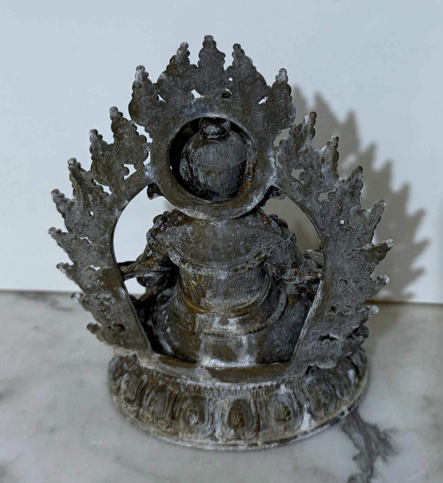 OLD BRONZE TIBET STATUE OF SEATED BUDDHIST FIGURE OF A DHARMAPALA