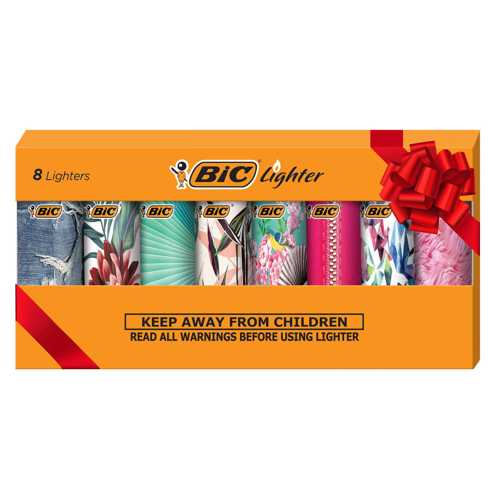 BIC Mini Lighter, Assorted Fashion Designs, Set of 8 Pocket Lighters
