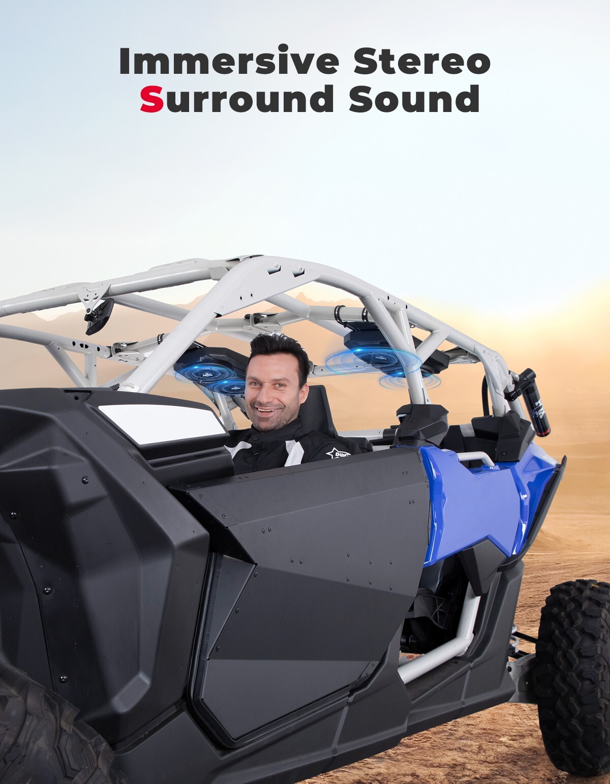 Overhead UTV Soundbar System Stereo Bluetooth Speakers For Can-Am Polaris Golf