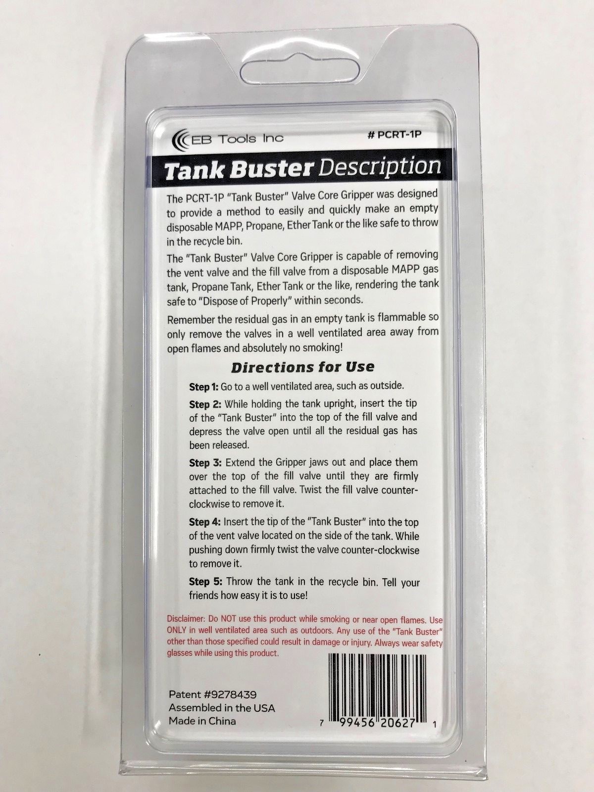 Empty Propane Gas cylinder recycling tool / Valve Core Gripper Removal Tool