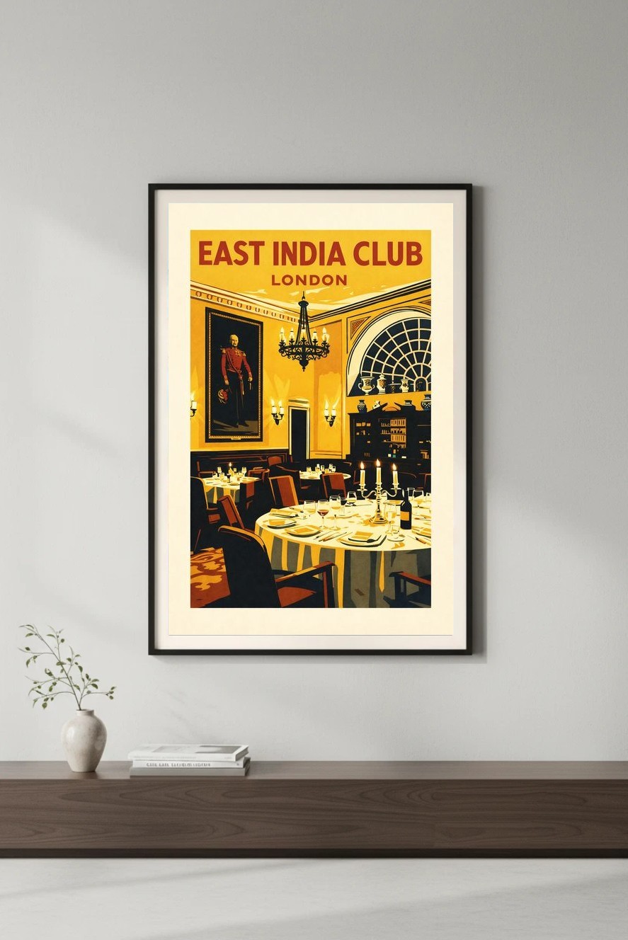 East India Club London Poster 🏛️ - Elegant Dining Room Scene - 24x36” -