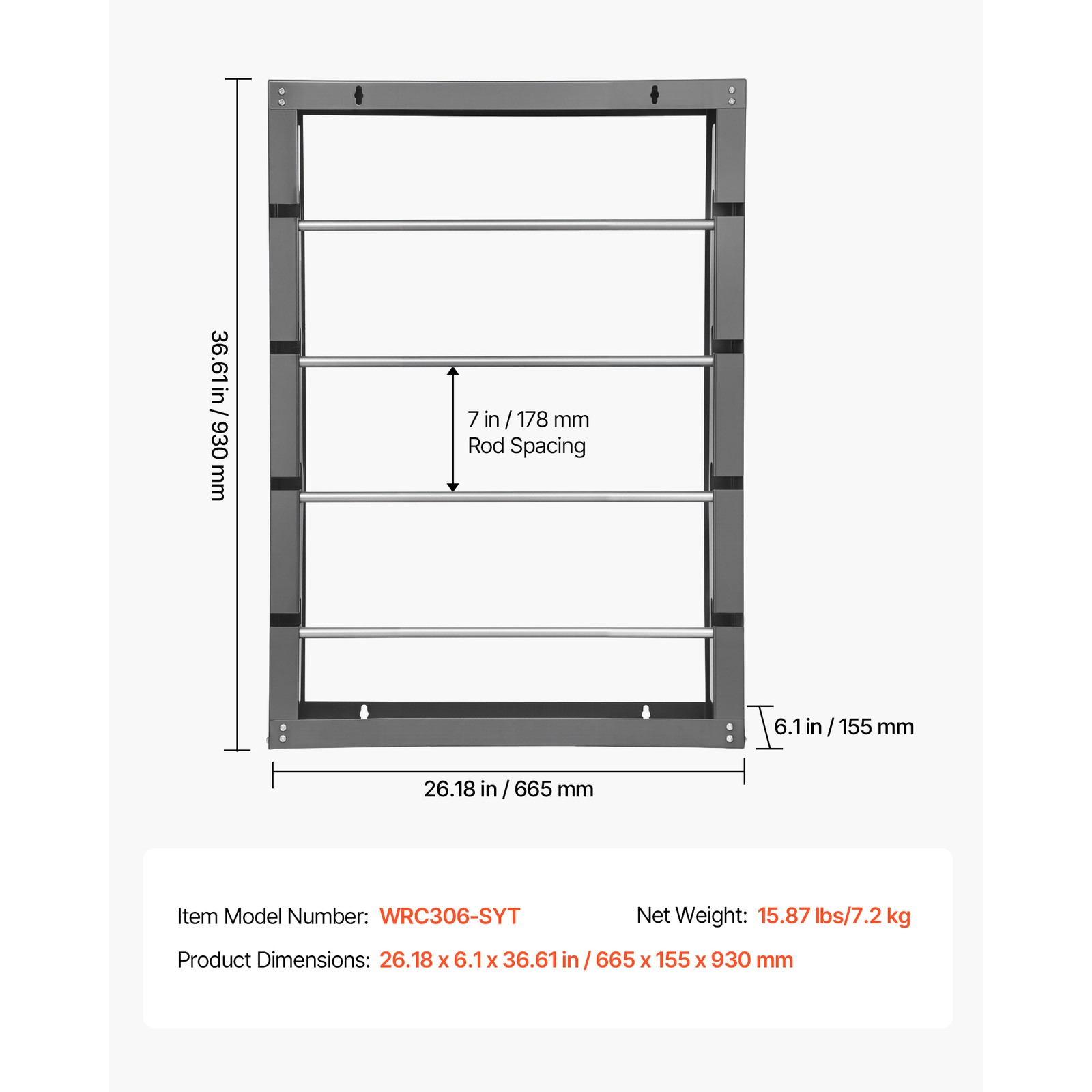 Wire Spool Rack 4 Adjustable Rods Spool Holder Wall Mounted 150 lbs Capacity